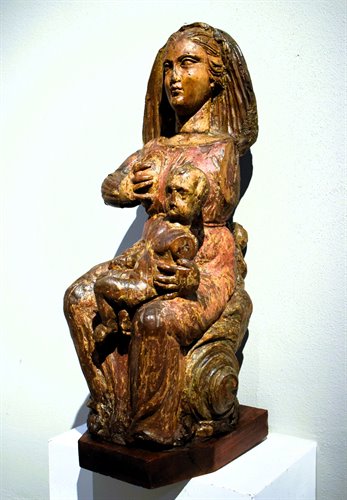 "The Virgin of the Milk"  Medieval wooden sculpture